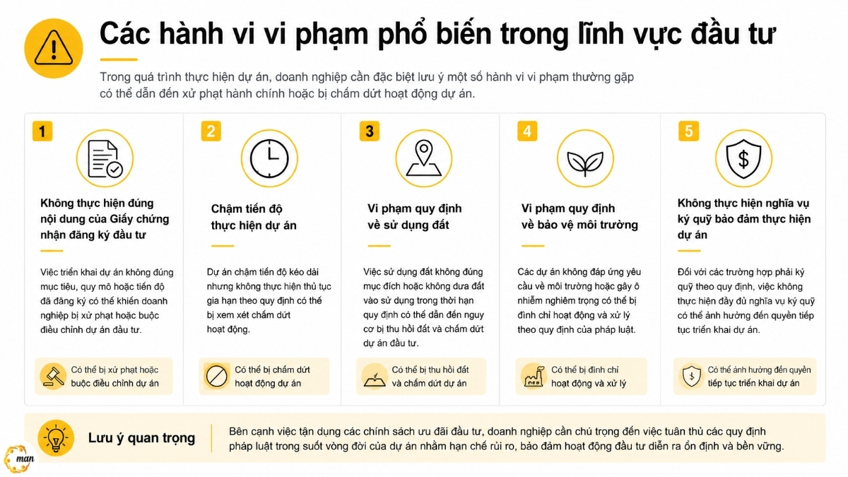 Các hành vi vi phạm phổ biến trong lĩnh vực đầu tư