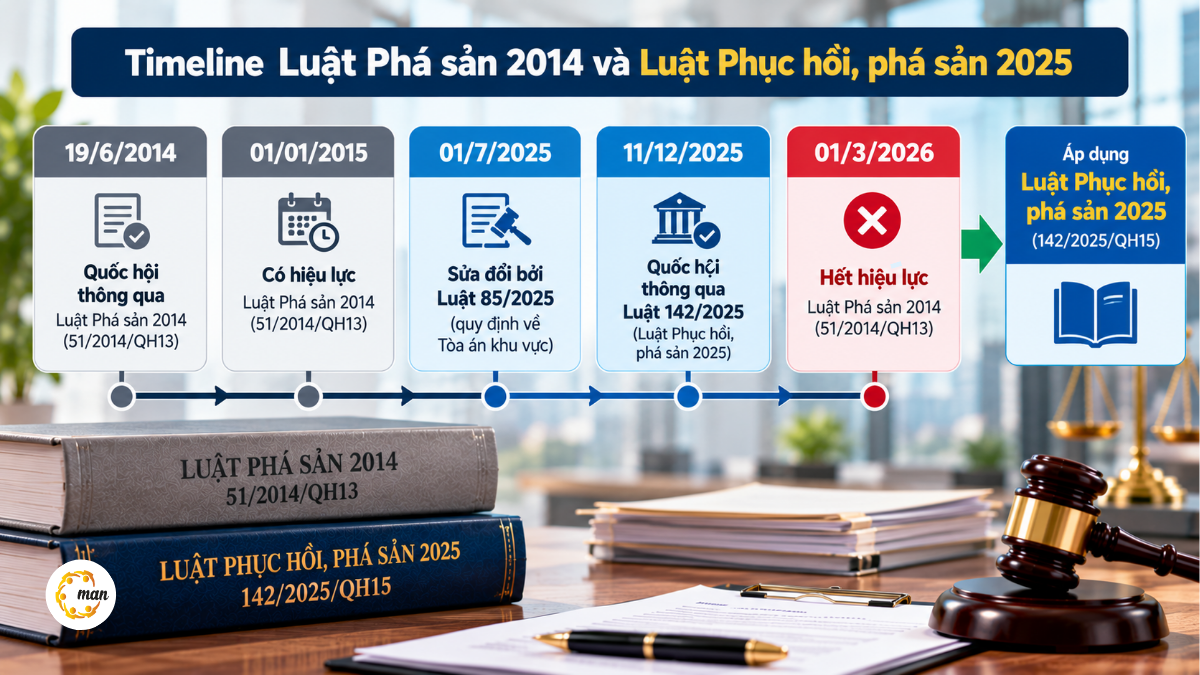 Mốc thời gian Luật Phá sản 2014 từ 2015 đến khi hết hiệu lực năm 2026