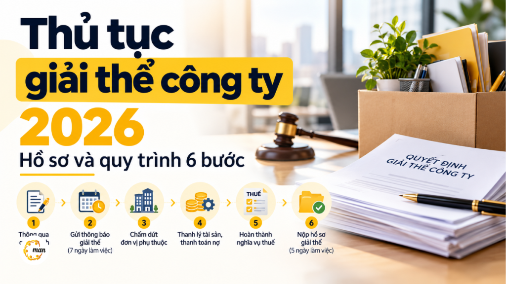 Thủ tục giải thể công ty 2026, hồ sơ và quy trình 6 bước