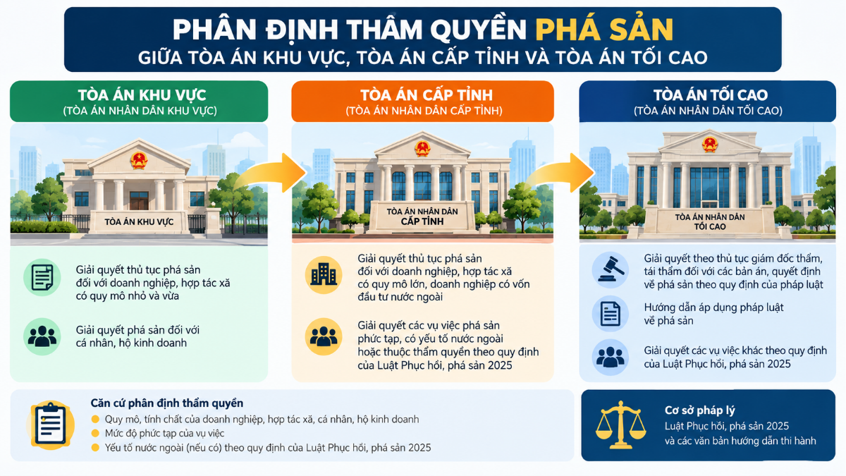 Sơ đồ tham khảo phân định thẩm quyền phá sản