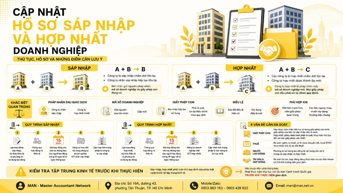 Cập nhật hồ sơ sáp nhập và hợp nhất doanh nghiệp