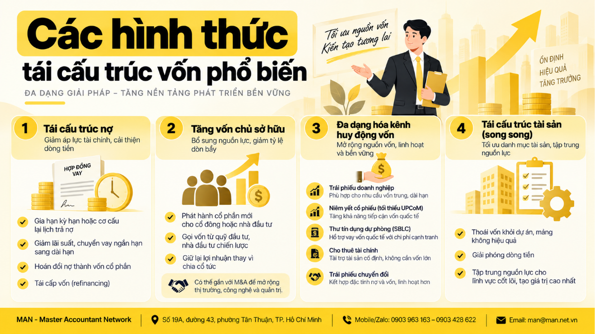 Các hình thức tái cấu trúc vốn phổ biến