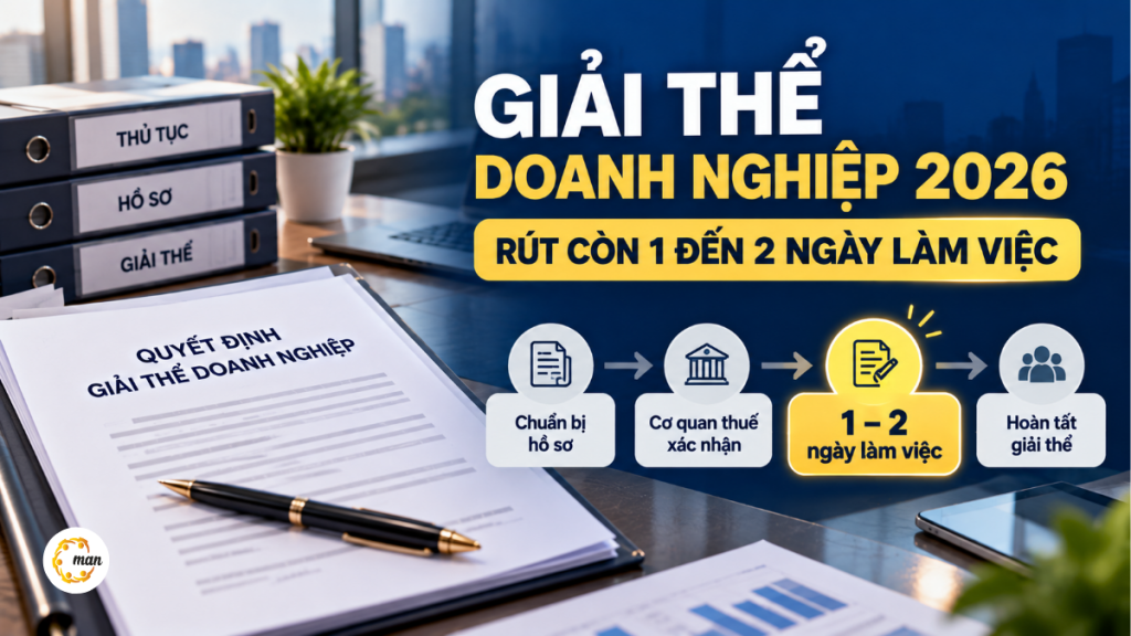 Giải thể doanh nghiệp 2026 rút còn 1 đến 2 ngày làm việc