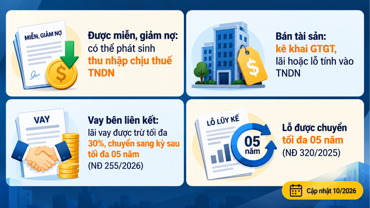 Tác động thuế khi tái cấu trúc tài chính theo Nghị định 320_2025 và khống chế lãi vay 30% theo Nghị định 255_2026